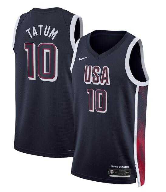 Mens USA Basketball #10 Jayson Tatum Navy 2024 Swingman Stitched Jersey->team usa basketball->NBA Jersey